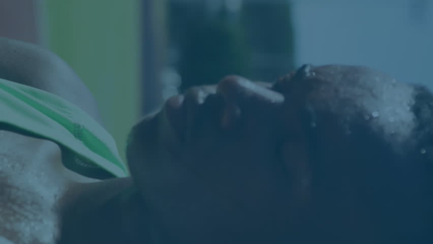 Animation of digital data processing over male athlete drinking water. global sports, competition and digital interface concept digitally generated video. - Powered by Shutterstock - Get 15% off with code: PIKWIZARD15