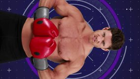 Animation of boxer celebrating with scope scanning and data processing. global sport, competition, technology, data processing and digital interface concept digitally generated video. - Powered by Shutterstock - Get 15% off with code: PIKWIZARD15