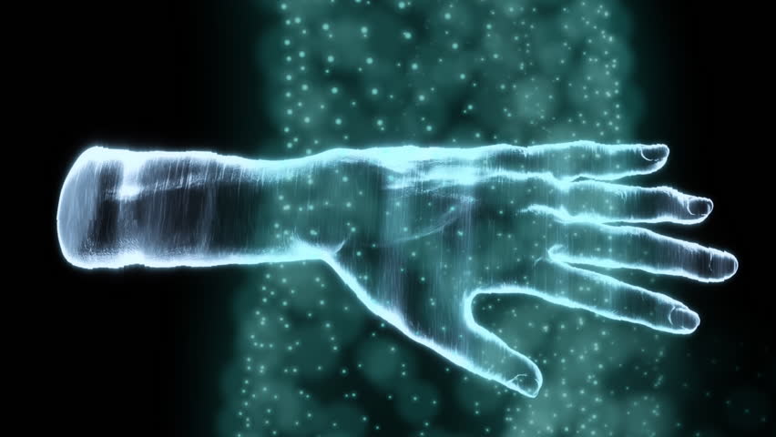 Animation of hand and wave over dark background. Global science, connections, data processing and digital interface concept digitally generated video. - Powered by Shutterstock - Get 15% off with code: PIKWIZARD15