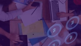 Animation of financial data processing over business people working in office. Global business, finances, computing and data processing concept digitally generated video. - Powered by Shutterstock - Get 15% off with code: PIKWIZARD15