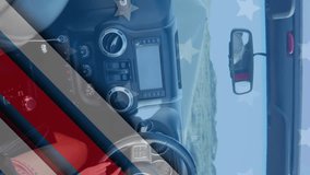 Animation of flag of usa over happy diverse women in car by beach in summer. American patriotism, diversity and vacation concept digitally generated video. - Powered by Shutterstock - Get 15% off with code: PIKWIZARD15