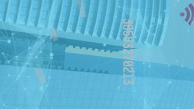 Animation of skyscrapers with wifi symbols and a network of connections. digital interface global connections concept digitally generated video. - Powered by Shutterstock - Get 15% off with code: PIKWIZARD15