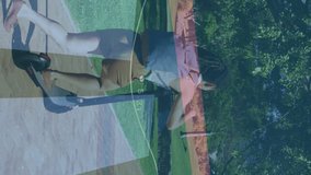 Statistical data processing against rear view of girl riding a scooter in the garden. statistics and data concept - Powered by Shutterstock - Get 15% off with code: PIKWIZARD15