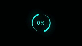 Animated Science Style Loading Circle UI, Glowing Circle Download Percentage Bar, Loading Circle UI from Zero to One Hundred, 100% Completion Ring Animation on Dark Screen, Animated Circular Percentag - Powered by Shutterstock - Get 15% off with code: PIKWIZARD15