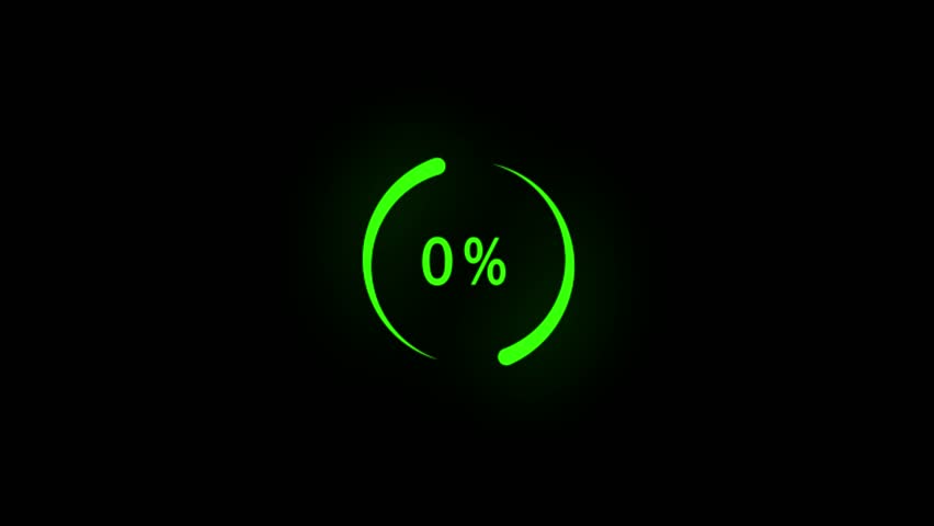 Science Loading Circle Animation on Black Background, Percentage Loading Ring Animation from 0 to 100, Futuristic Download Circle UI Animation, Circular Progress Loading Animation with Percent