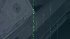 Animation of financial data processing over banknote on desk. global business, finances and digital interface concept digitally generated video. - Powered by Shutterstock - Get 15% off with code: PIKWIZARD15