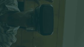 Animation of falling hearts over caucasian woman using vr headset. Global connections, data processing and digital interface concept digitally generated video. - Powered by Shutterstock - Get 15% off with code: PIKWIZARD15