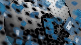 Animation of globe, world map and tech icons on tiles in grey space. Global network, data processing, and technology concept digitally generated video. - Powered by Shutterstock - Get 15% off with code: PIKWIZARD15