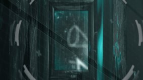 Animation of scope scanning and data processing over businesswoman scope scanning on black background. Global digital interface technology and networking concept digitally generated video. - Powered by Shutterstock - Get 15% off with code: PIKWIZARD15