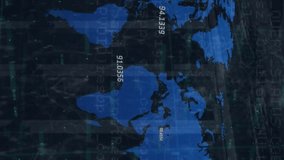 Animation of financial data processing over world map against empty computer server room. Global finance and business data storage technology concept - Powered by Shutterstock - Get 15% off with code: PIKWIZARD15