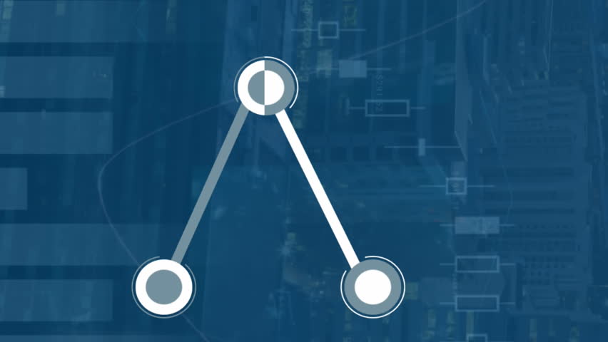 Animation of connecting dots, mathematical equations and 3d city model spinning over tall buildings. Architectural engineering and business technology concept - Powered by Shutterstock - Get 15% off with code: PIKWIZARD15