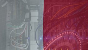 Animation of graph, loading circles and circuit board pattern over indonesian flag over data systems. Digital composite, multiple exposure, report, business, data center, patriotism and technology. - Powered by Shutterstock - Get 15% off with code: PIKWIZARD15