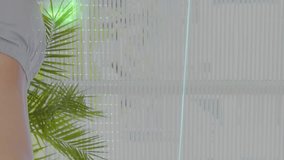 Animation of heart rate monitor over caucasian female physiotherapist giving a massage to man. Physiotherapy rehabilitation and medical healthcare concept - Powered by Shutterstock - Get 15% off with code: PIKWIZARD15