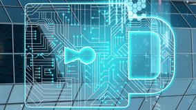 Animation of data processing with padlock icon and mathematical equations over office building. Global technology, computing and digital interface concept digitally generated video. - Powered by Shutterstock - Get 15% off with code: PIKWIZARD15