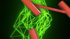 DNA strand animation over green geometric network background. Science, biotechnology, genetics, molecule, helix, research - Powered by Shutterstock - Get 15% off with code: PIKWIZARD15
