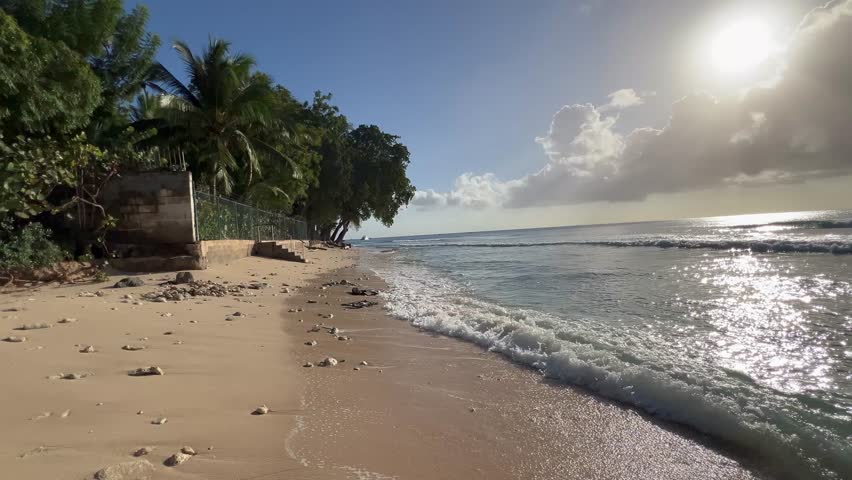 Waves crashing on Sandy Lane Beach on Barbados Platinum Coast
