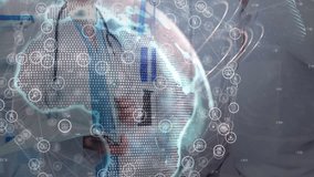 Digital globe pulsing aside senior doctor pointing medical icons while junior doc annotating chart. Technology, collaboration, innovation, healthcare, data, professionalism, futuristic - Powered by Shutterstock - Get 15% off with code: PIKWIZARD15