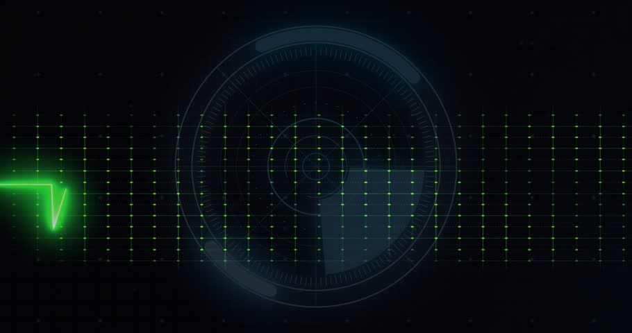 Neongreen waveform emerging left waving through reticle scan illuminating bar chart then retracting. Futuristic, technology, interface, data visualization, digital, cyberpunk, analytics