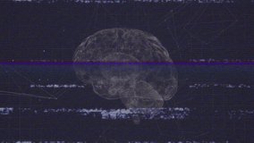 On start 3D brain model materializing, rotating while glitch bands sweeping, revealing network. Neuroscience, technology, digital, innovation, abstract, cyberspace, visualization - Powered by Shutterstock - Get 15% off with code: PIKWIZARD15