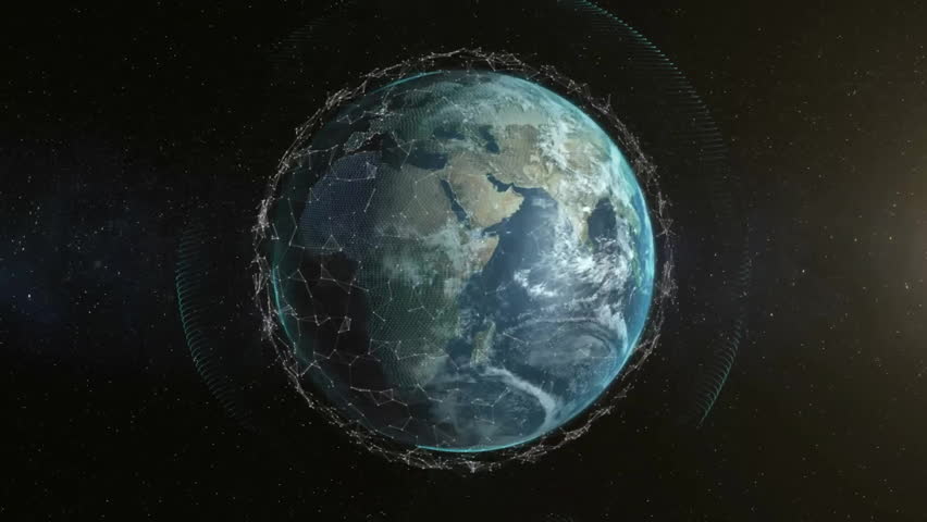 Time-triggered clock overlay advancing around Earth globe visualizing network growth and progress. Futuristic, cosmic, holographic, digital, planetary, technology, visualization - Powered by Shutterstock - Get 15% off with code: PIKWIZARD15