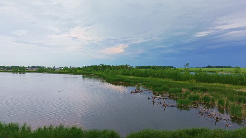 A scenic road extending into Devils Lake, North Dakota, connecting the mainland to Grahams Island State Park