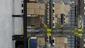 Animation of diagrams and data processing over machines working in warehouse. Technology, delivery and digital interface concept digitally generated video. - Powered by Shutterstock - Get 15% off with code: PIKWIZARD15