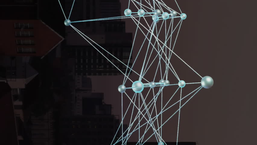 Network of connections and data processing animation over cityscape at dusk. Technology, connectivity, innovation, digital, communication, urban - Powered by Shutterstock - Get 15% off with code: PIKWIZARD15