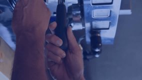 Animation of digital interface over barista is making coffee. Global connections, data processing and digital interface concept digitally generated video. - Powered by Shutterstock - Get 15% off with code: PIKWIZARD15