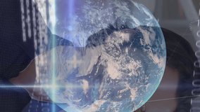 Animation of data processing over caucasian businessman smiling. Global business and digital interface concept digitally generated video. - Powered by Shutterstock - Get 15% off with code: PIKWIZARD15