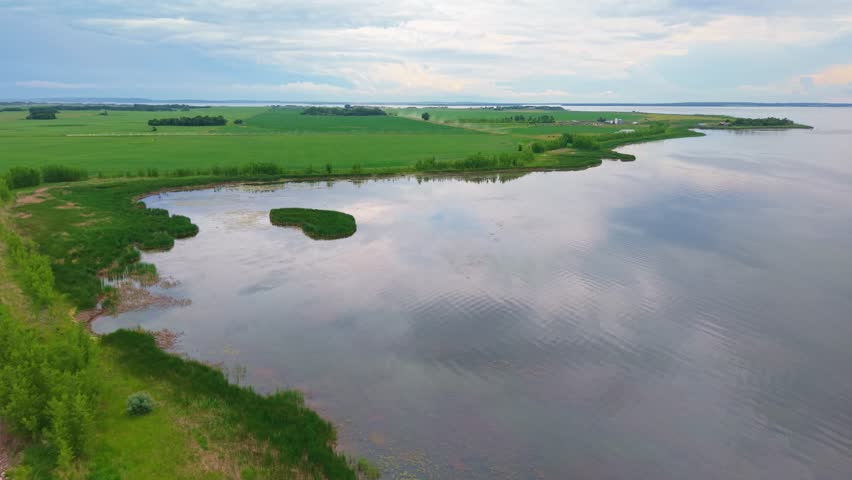 A scenic road extending into Devils Lake, North Dakota, connecting the mainland to Grahams Island State Park