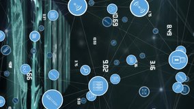 Animation of icons, connections and diverse data on digital screens. Network, data processing and technology concept digitally generated video. - Powered by Shutterstock - Get 15% off with code: PIKWIZARD15