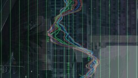 Animation of financial graph and data processing over cityscape. Global business, finances, data processing and digital interface concept digitally generated video. - Powered by Shutterstock - Get 15% off with code: PIKWIZARD15