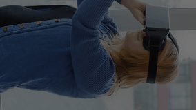 Animation of data processing over caucasian woman using vr headset. Global business and digital interface concept digitally generated video. - Powered by Shutterstock - Get 15% off with code: PIKWIZARD15