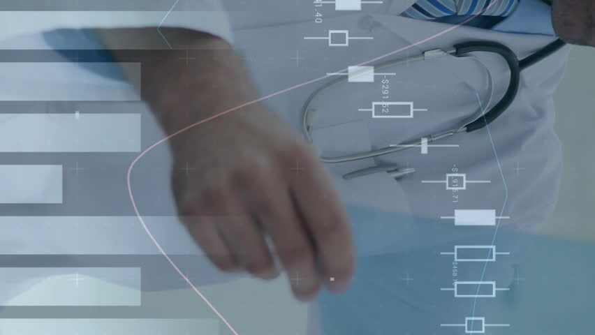 Animation of data processing over caucsasian male doctor with x ray scan. Global medicine, connections, computing and data processing concept digitally generated video. - Powered by Shutterstock - Get 15% off with code: PIKWIZARD15