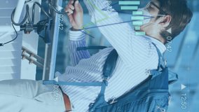Animation of financial data processing over asian man wearing mask fastening bike. Global finances, lifestyle and digital interface concept digitally generated video. - Powered by Shutterstock - Get 15% off with code: PIKWIZARD15
