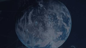 Animation of two globes of digital icons and security padlock icon over globe on blue background. Global networking and business technology concept - Powered by Shutterstock - Get 15% off with code: PIKWIZARD15