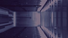 Animation of qr code and bars over corridor of server room in background. Digital composite, multiple exposure, report, finance, barcode, banking, data center, networking, technology. - Powered by Shutterstock - Get 15% off with code: PIKWIZARD15