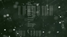 Animation of dna strand and icons over financial data processing on black background. Global business, finances and digital interface concept digitally generated video. - Powered by Shutterstock - Get 15% off with code: PIKWIZARD15