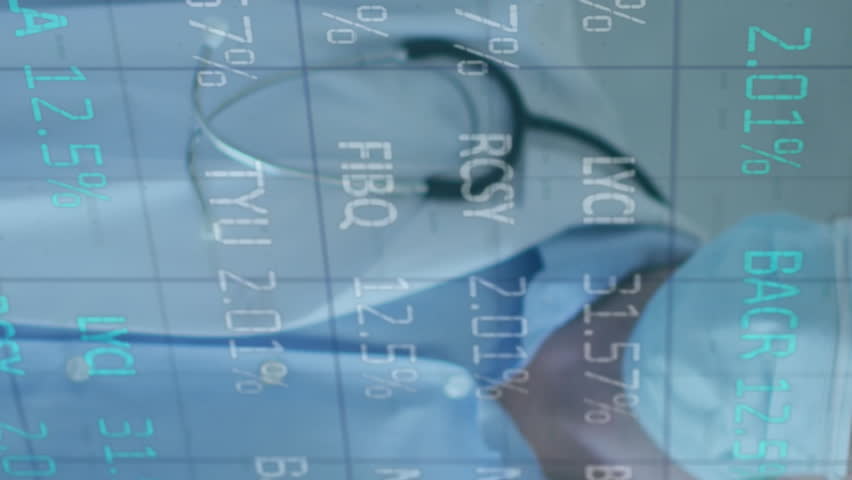 Animation of financial data processing and male doctor in face mask holding vaccine. Covid 19 pandemic, medicine, healthcare, finance, computing and data processing concept digitally generated video. - Powered by Shutterstock - Get 15% off with code: PIKWIZARD15