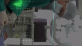 Animation of medical data processing over team of diverse surgeons performing operation at hospital. Medical healthcare and research science technology concept - Powered by Shutterstock - Get 15% off with code: PIKWIZARD15