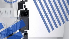 Animation of statistical data processing against 3d office model. Computer interface and business data technology concept - Powered by Shutterstock - Get 15% off with code: PIKWIZARD15