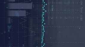 The global economy stock market concept digital composition is an animation of a graph made of blue dots going up and down with blue numbers floating and rising on a black background. Global finances - Powered by Shutterstock - Get 15% off with code: PIKWIZARD15