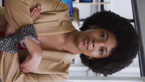 Animation of social media data processing over african american businesswoman in office. Global finance, business, connections, computing and data processing concept digitally generated video. - Powered by Shutterstock - Get 15% off with code: PIKWIZARD15