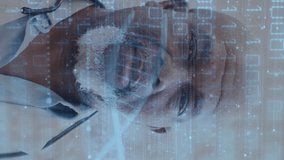 Animation of data processing and dna strands over african american male doctor working in hospital. Global medicine, healthcare, computing and digital interface concept digitally generated video. - Powered by Shutterstock - Get 15% off with code: PIKWIZARD15