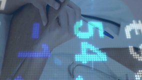 Animation of financial data processing over caucasian female doctor in hospital. Global medicine, business, connections, computing and data processing concept digitally generated video. - Powered by Shutterstock - Get 15% off with code: PIKWIZARD15