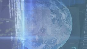 Animation of financial data processing and scope scanning with 5g over globe. Global business, finances and digital interface concept digitally generated video. - Powered by Shutterstock - Get 15% off with code: PIKWIZARD15