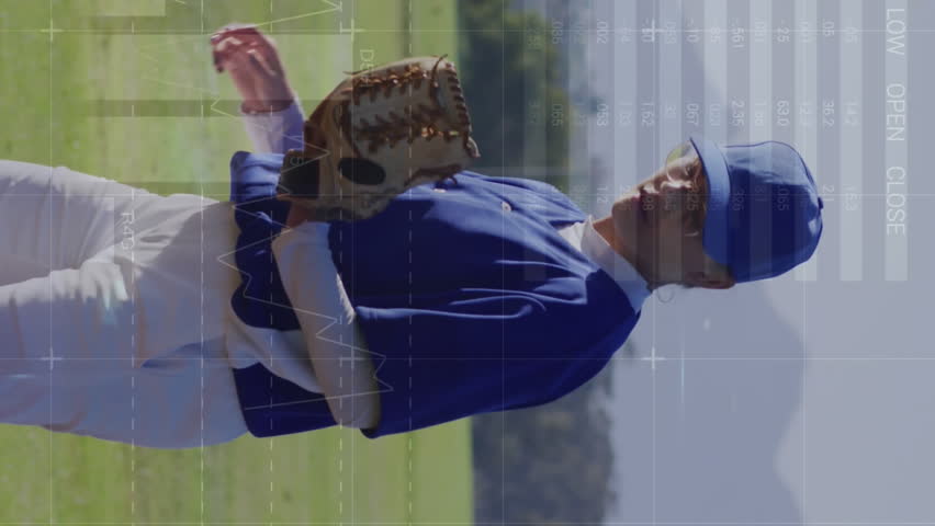 Animation of data processing over caucasian female baseball player. Global sport and digital interface concept digitally generated video. - Powered by Shutterstock - Get 15% off with code: PIKWIZARD15