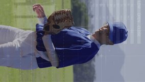 Animation of data processing over caucasian female baseball player. Global sport and digital interface concept digitally generated video. - Powered by Shutterstock - Get 15% off with code: PIKWIZARD15
