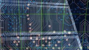 Animation of graph and programming language over circuit board pattern in background. Digitally generated, hologram, coding, machine learning, report, finance, business and technology concept. - Powered by Shutterstock - Get 15% off with code: PIKWIZARD15