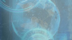 Animation of data processing over globe. Global business, sport and digital interface concept digitally generated video. - Powered by Shutterstock - Get 15% off with code: PIKWIZARD15